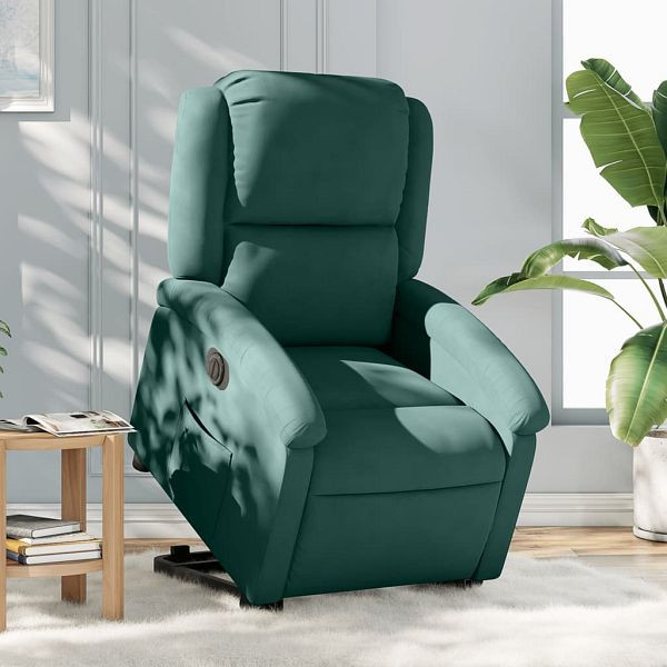 vidaXL Relaxsessel mit Aufstehhilfe Elektrisch Dunkelgrün Samt, 3204324