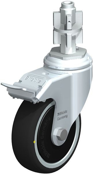 Blickle LKRA-PATH 101K-11-FI-ELS-FK-E15 Apparate-Lenkrolle mit Expander & Feststeller, Thermoplastisches Polyurethan, Grau, 848798