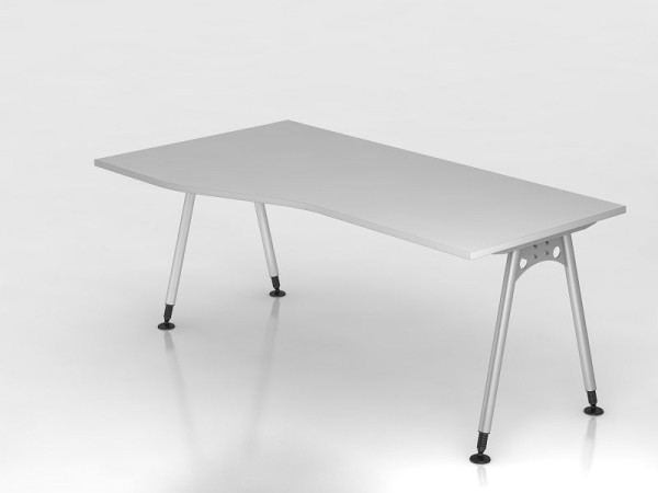 Hammerbacher Schreibtisch A-Fuß 180x100/80cm Grau, Freiform, links oder rechts montierbar, VAS18/5/S