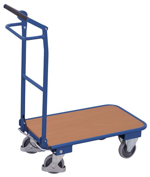 VARIOfit Klappbügelwagen mit Totmannbremse, Ladefläche: 720 x 450 mm, RAL 5010 enzianblau, sw-450.831