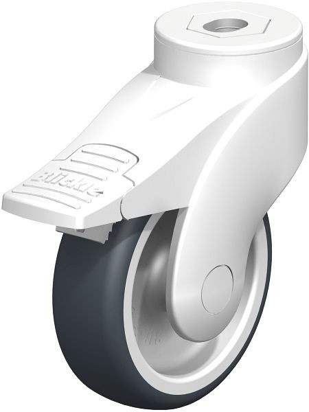 Blickle LWK-TPA 101G-11-FI Kunststoff-Lenkrolle WAVE mit Rückenloch & Feststeller, Thermoplastisches Gummi-Elastomer, Grau, 744648