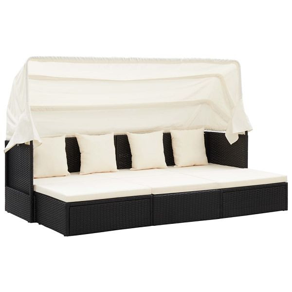 vidaXL Garten-Sonneninsel mit Dach Schwarz Poly Rattan, 46156