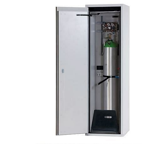 asecos Feuerbeständiger Gasflaschenschrank G90.6, 600 mm breit, Tür links, gelb, 3067600230680