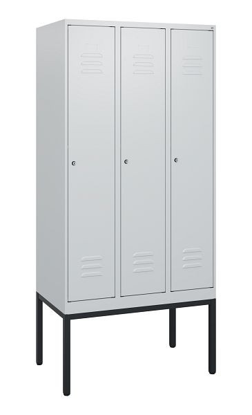 C+P Umkleidespind Classic PLUS, Gestell, 3 Abteile, 1950x900x500mm, 7035/7035, Zylinderschlösser, 0800305-30 S10024