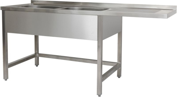 A&S Polarny Spülzentrum 1500 x 600 x 850 mm 2 Becken links, mit Grundboden, 600 mm Tiefe, SPZG1562BL