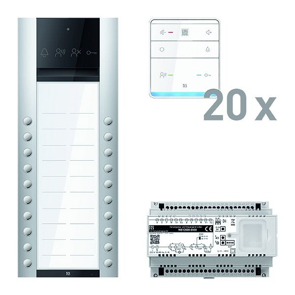 TCS Türkontrollsystem audio: pack PRO 20WE Außenstation ASA 20T AP 20x Freisprecher ISW6010 Steuergerät, PAAF202/007