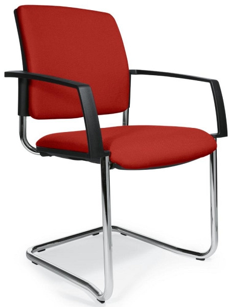 Deskin Besucherstuhl VALERA S, Rot, 630 x 630 x 940 mm, Gestell: Verchromt, Sitz und Rücken mit Polster, VE: 2 Stück, 279005