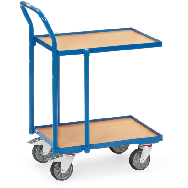 Fetra Etagenroller mit Rohrschiebebügel, 2 Etagen mit Rand, Ladefläche 605 x 408 mm, Tragkraft Etage: 80 kg, Etagenhöhen: 194, 724 mm, 135610