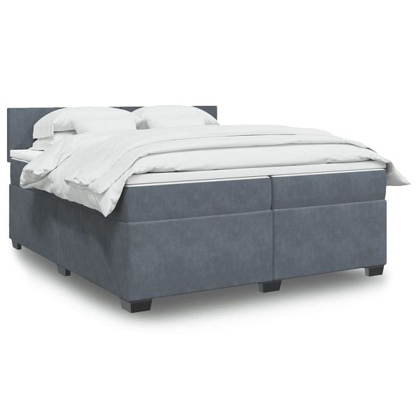 vidaXL Boxspringbett mit Matratze Dunkelgrau 200x200 cm Samt, 3288697