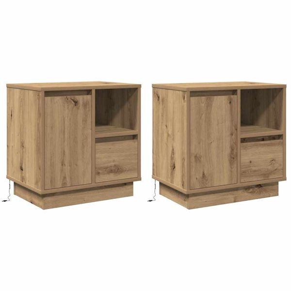 vidaXL Nachttisch mit 2 pcs Eiche handwerklich 50 x 34,5 x 50 cm, 869593