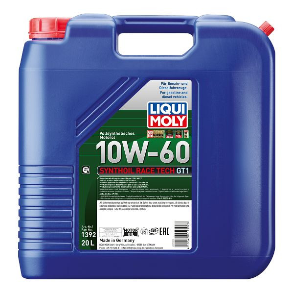 LIQUI MOLY Motoröl Synthoil Race Tech GT1 10W-60, Kanister Kunststoff, VE: 20 Liter, 1392