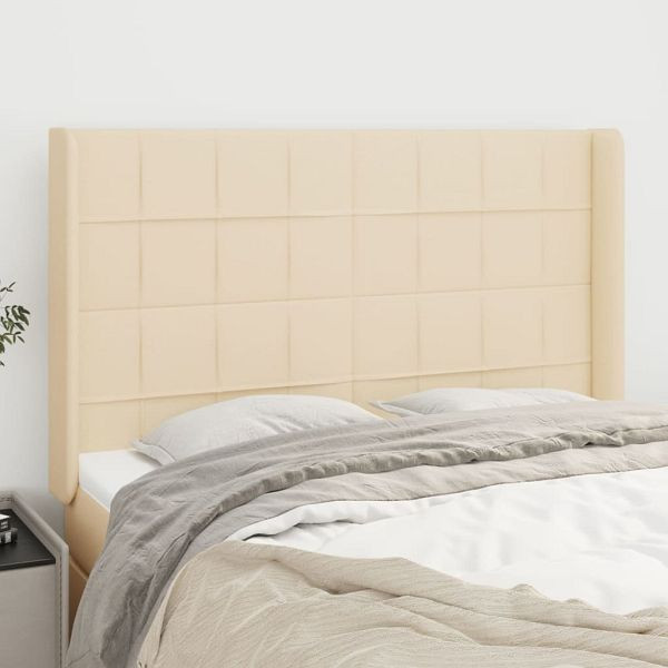 vidaXL Kopfteil mit Ohren Creme 147x16x118/128 cm Stoff, 3119583