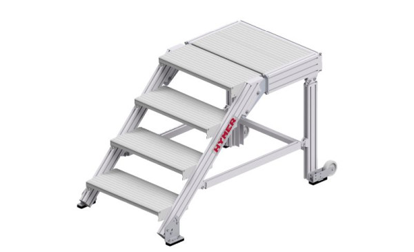 HYMER Treppenpodest nach DIN EN 14183, Stufenbreite 600 mm, 4 Stufen, Standhöhe 0,80 m, 68840604