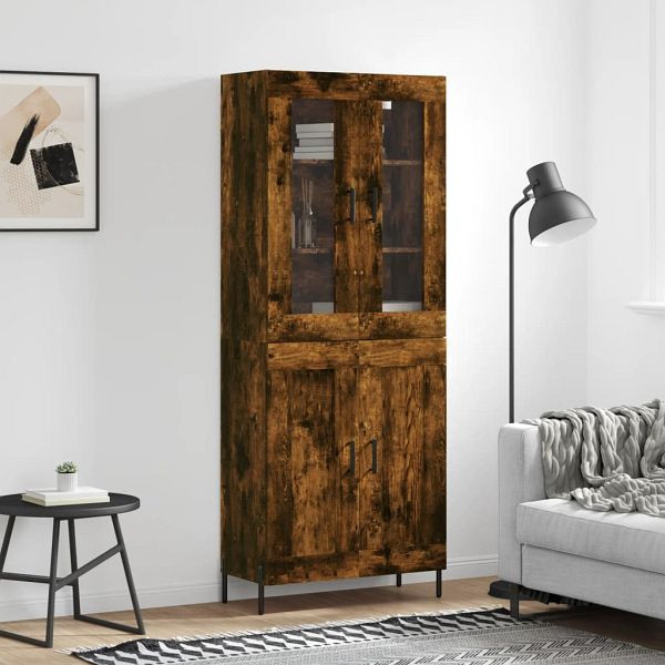 vidaXL Highboard Räuchereiche 69,5x34x180 cm Holzwerkstoff, 3198350