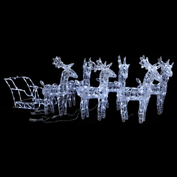 vidaXL Rentiere Schlitten Weihnachtsdekoration 320 LEDs Acryl, 3100424