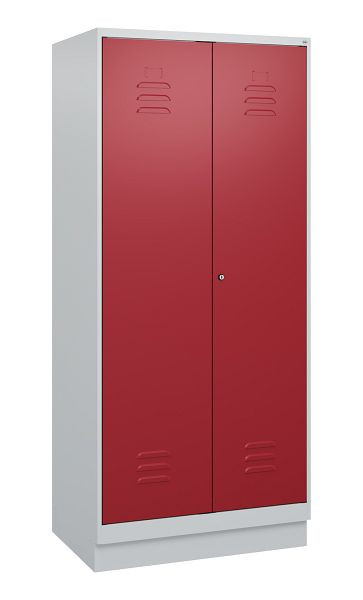 C+P Umkleidespind Classic PLUS, Doppel-Spind, Sockel, 2 Abteile, 1800x800x500mm, 7035/3003, Zylinderschloss, 0800227-22P S10016