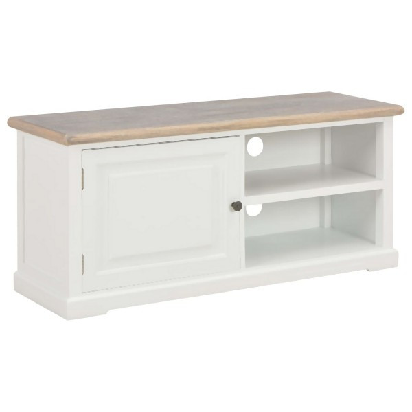 vidaXL TV-Schrank Weiß 90x30x40 cm Holz, Weiß + Holzfarbe, 249879