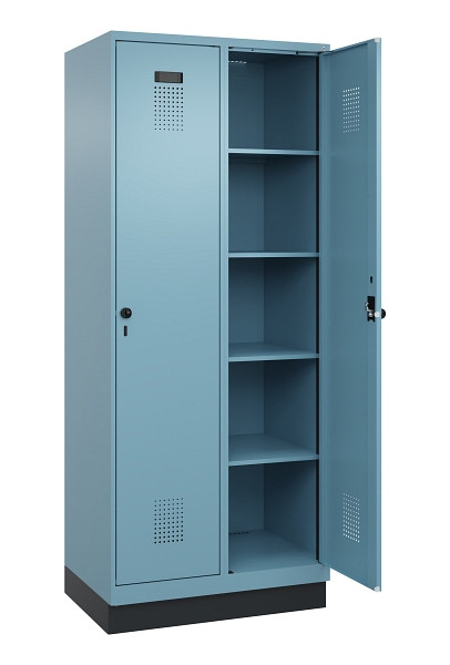 C+P Wäsche-Spind Evolo PLUS, mit Sockel, 2 Abteile, 1950x800x500mm, 0010/0010, Verschluss Drehriegel, Ablageböden 8, 049020-22B S10021