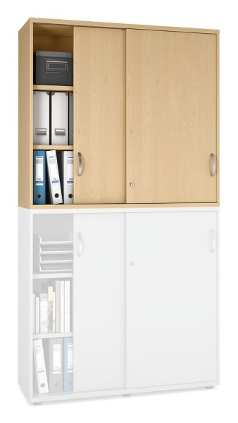 Deskin Schiebetüren-Aufsatzschrank MULTI M pro, Dekor: Buchedekor, BxHxT: 1200 x 1110 x 420 mm, 250563