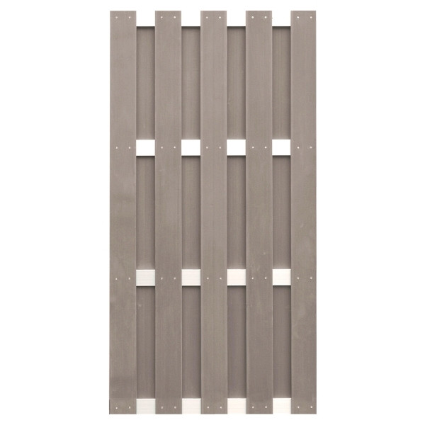 T&J JINAN-Serie braun, 90 x 180 cm, WPC-Bretterzaun, Querriegel ALU anodisiert, 44736
