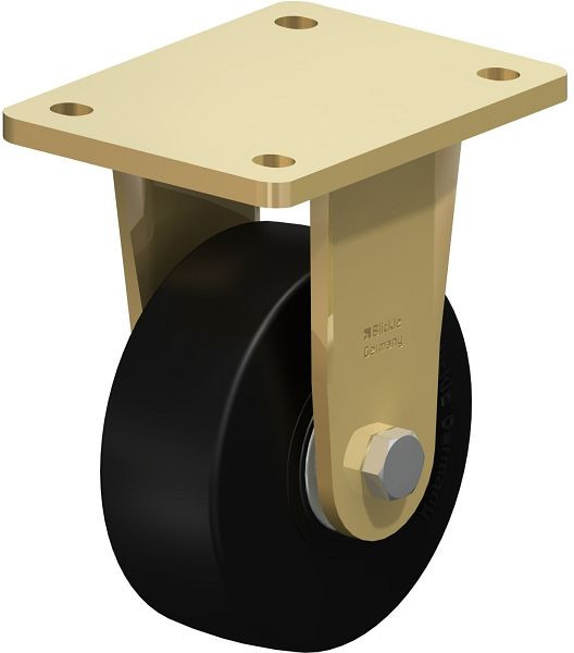 Blickle BS-SE 125K Stahlgeschweißte Schwerlast-Bockrolle, Elastik-Vollgummi, Schwarz, 1172