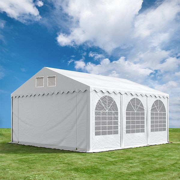 Toolport 6x6 m Partyzelt, PVC-Plane 550 g/m², mit Bodenrahmen, weiß, 7844