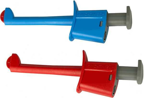 Gossen Metrawatt Sicherheitsklemmen rot und blau mit Haken, Z503W