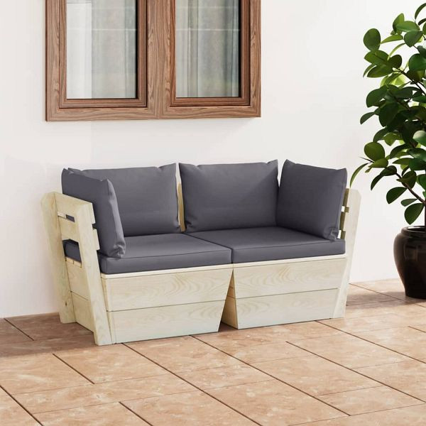 vidaXL Garten-Palettensofa 2-Sitzer mit Kissen Fichtenholz, 3063384