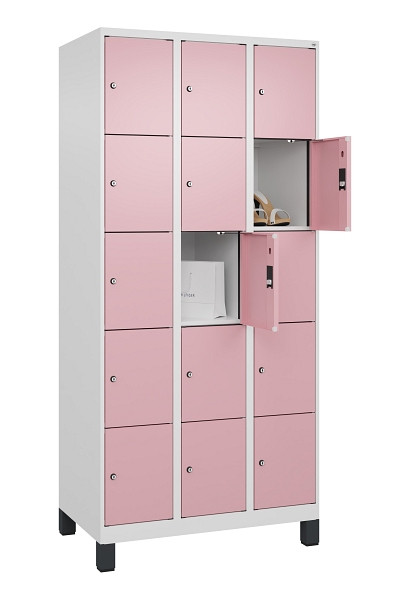 C+P Schließfachschrank Evolo PLUS, mit Füßen, 15 Fächer, 1950x900x500mm, 9016/3, 049010-305 S10018