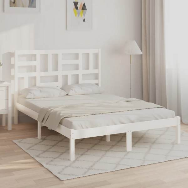 vidaXL Massivholzbett Weiß 160x200 cm, 3105961, 8720287047032