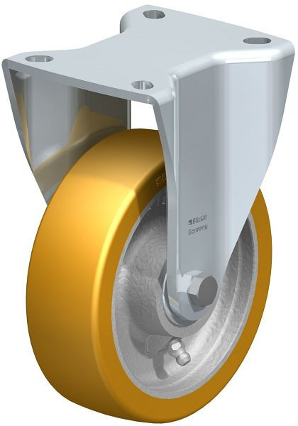 Blickle BH-GTH 125K-1 Stahlblech-Bockrolle, Schwerlast-Ausführung, mit Anschraubplatte, Blickle Extrathane®, Hellbraun, 267112