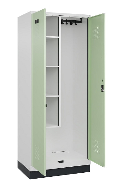 C+P Putzmittel-Spind Evolo PLUS, mit Sockel, 2 Abteile, 1950x800x500mm, 9016/601, Zylinderschloss, 049120-02 S10046