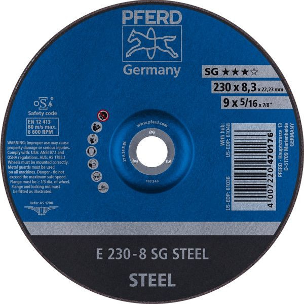 Pferd Schruppscheibe E 230-8 SG STEEL, VE: 10 Stück, 62223826