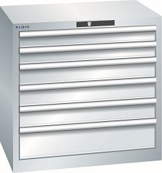 LISTA Schubladenschrank 36x27E (BxTxH) 717x572x700mm AUTO Lock, Lichtgrau, 6 Schubladen, Fronthöhen: 75 - 150 mm, 78.564.020.A