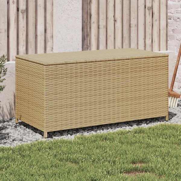 vidaXL Gartentruhe Beige 190L Poly Rattan, Material: PE-Rattan, pulverbeschichteter Stahl, 365323