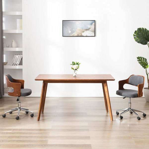 vidaXL Drehbarer Bürostuhl Grau Bugholz und Stoff, 3054852