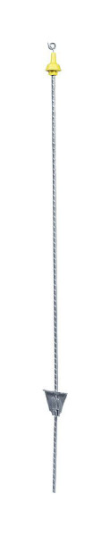 Patura Federstahlpfahl oval, 1,00 m, mit Metallöse, silber, gelber Isolator, 10640020