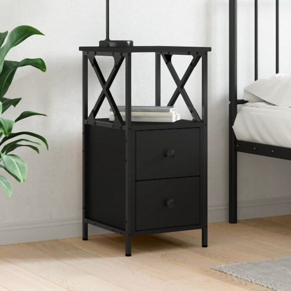 vidaXL Nachttisch Schwarz 34x35,5x70 cm Holzwerkstoff, 825943