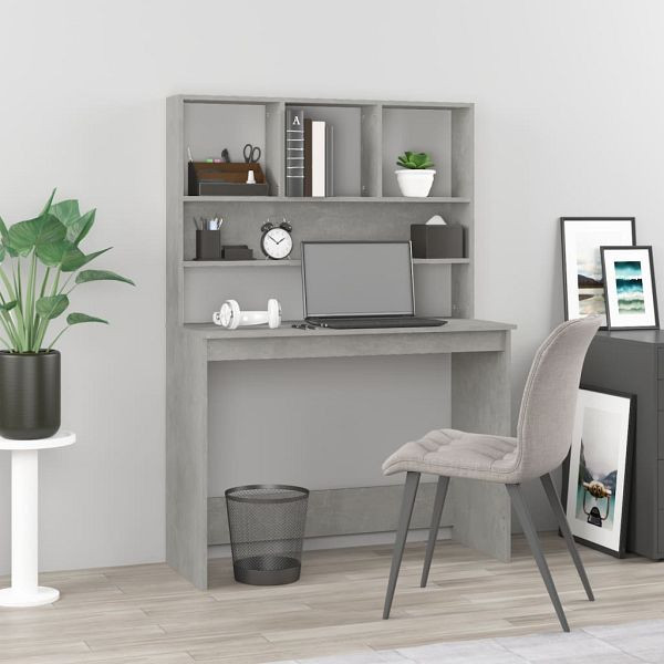 vidaXL Schreibtisch mit Regal Betongrau 102x45x148 cm Holzwerkstoff, 823004