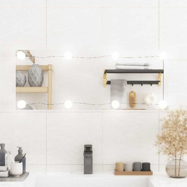 vidaXL Wandspiegel mit LED-Leuchten 30x80 cm Glas Rechteckig, 3189150