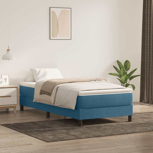 vidaXL Boxspringbett ohne Matratze Dunkelblau 100x220 cm Samt, 3315865