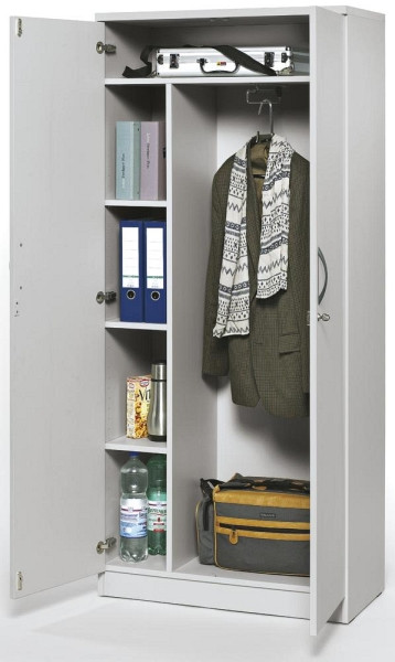 Deskin Garderobenschrank MULTI M, Dekor lichtgrau, B 800 x H 1835 x T 420 mm, 258955