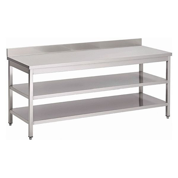 Gastro-Inox Arbeitstisch aus Edelstahl mit doppelter Grundboden und Aufkantung, 900(L)x600(T)x880(H)mm, 301.357