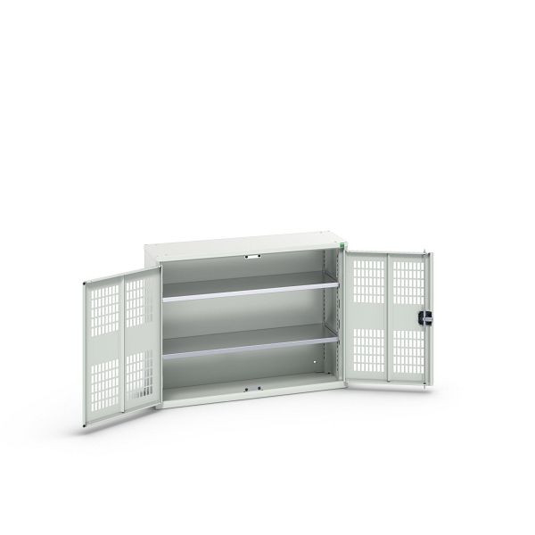 bott verso Flügeltürschrank mit Belüftung, mit 2 Fachböden, BxTxH: 1050 x 350 x 800 mm, Lichtgrau / Lichtgrau, 16926750.16