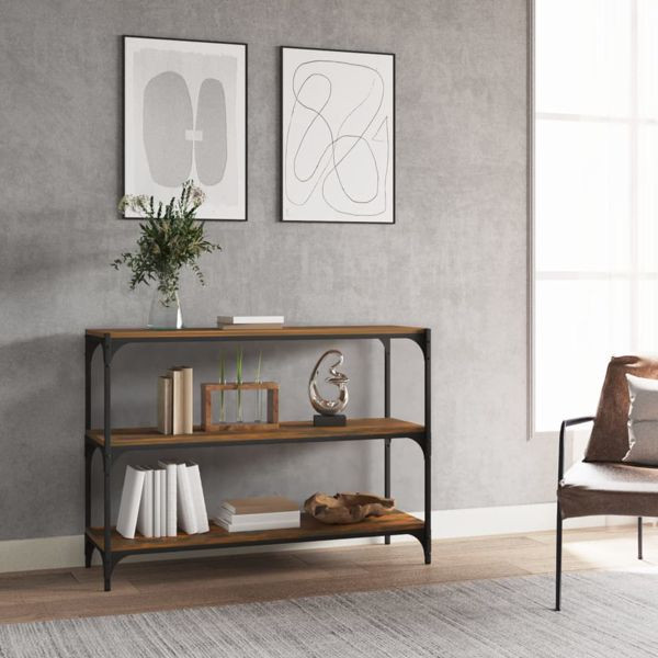 vidaXL Bücherregal Räuchereiche 100x33x70,5 cm Holzwerkstoff und Stahl, 819354