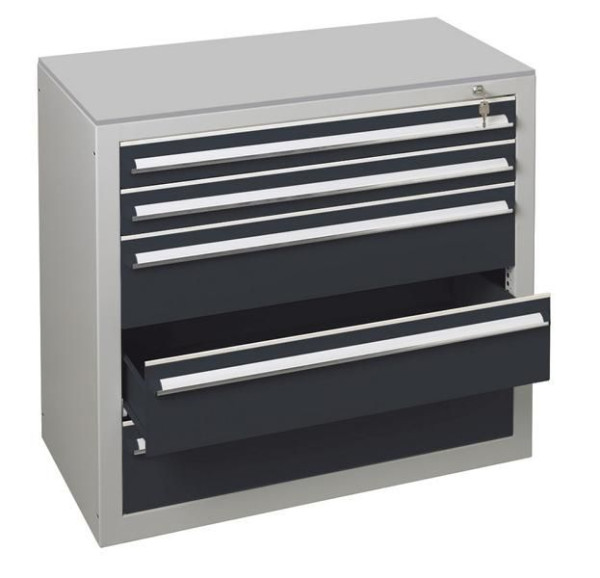 Schulte Schubladenblock 400 x 1000 x 500 mm, K/S RAL 7035 lichtgrau/RAL 7016, Schubladen 1 x 100 mm, 1 x 200 mm, 36289
