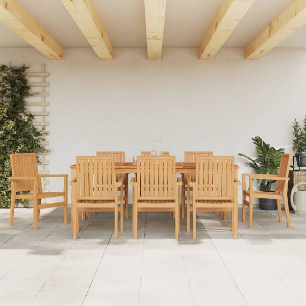 vidaXL Gartenstühle 8 Stück Stapelbar 56,5x57,5x91 cm Massivholz Teak, 3157903