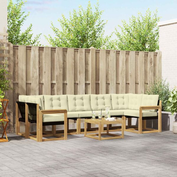 vidaXL Outdoor-Sofagarnitur mit Kissen 8-teilig Weiß und Creme, 3389300