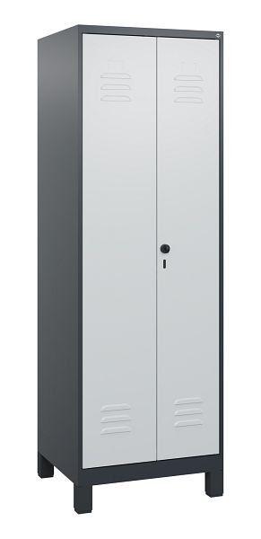 C+P Umkleidespind Classic PLUS SW, Füße, 2 Abteile, 1800x600x500mm, 7016/7035, Drehriegel, 0800127-20 S10013