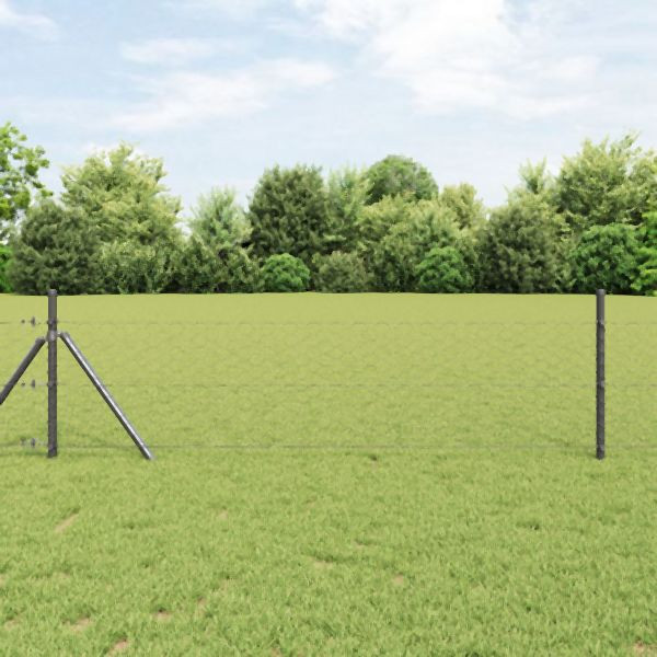 vidaXL Sechseckzaun Grau 1x100 m Stahl, Abmessungen: 10000 x 100 x 0.09 cm (L x B x H), 42005608